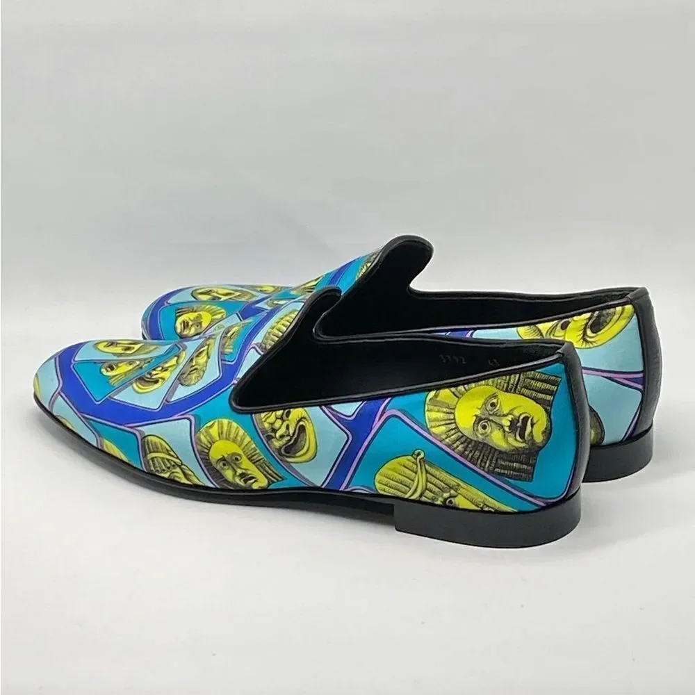 Versace Masks Print Silk Twill Loafer size 43/us size 10